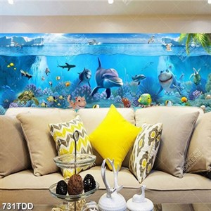Tranh 3D cá heo trang trí bể cá đẹp