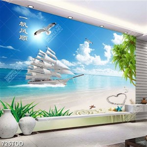 Tranh con thuyền trên biển hải âu chất lượng cao
