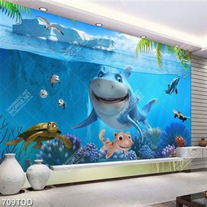 Tranh cá mập và biển đại dương xanh file psd