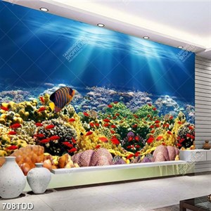 Tranh quần thể san hô và đàn cá dươi đáy đại dương file gốc