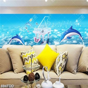 Tranh 3D cá heo chất lượng cao trang trí phòng bé