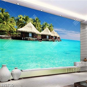 Tranh phong cảnh khu resort trên biển file psd