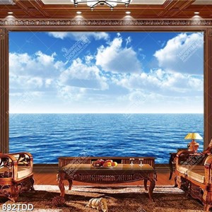 Tranh bầu trời xanh và đại dương mênh mông