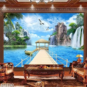 Tranh psd cây cầu ra hòn đảo thơ mộng psd