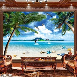 Tranh đại dương và đàn cá heo file gốc