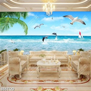 Tranh biển đại dương và chim hải âu