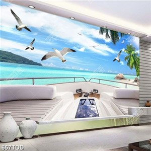 Tranh fiel psd đàn chim hải âu trên biển đảo