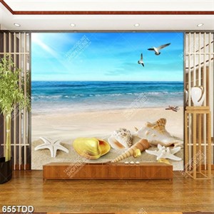 Tranh bãi cát và đại dương file gốc