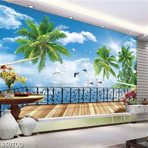 Tranh ban công nhìn ra phong cảnh đại dương siêu nét