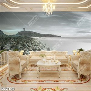 Tranh ngọn hải đăng và bãi sỏi trên biển chất lượng cao