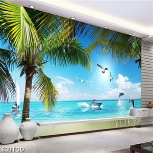 Tranh cây dừa và đại dương xanh psd