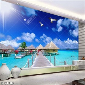 Tranh cây gỗ khu nghỉ dưỡng trên biển đẹp Tranh cây gỗ khu nghỉ dưỡng trên biển đẹp