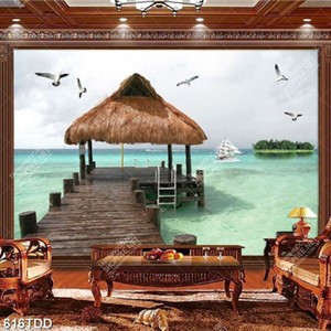 Tranh cây cầu ra đại dương xanh psd