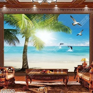 Tranh psd cá heo trên biển mùa hè