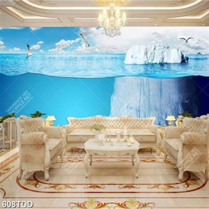 Tranh hòn đảo băng trên biển file psd