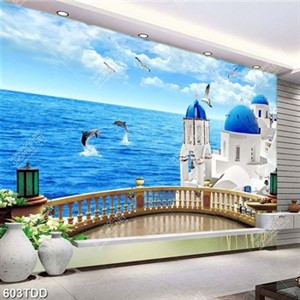 Tranh psd ban công và lâu đài trên biển đẹp độc đáo