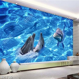 Tranh cá heo trên mặt sóng biển file gốc đẹp