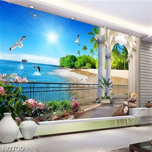 Tranh psd khu nhà nhìn ra biển đẹp