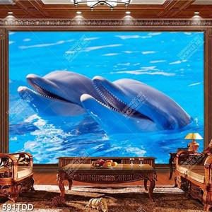 Tranh đôi cá heo trên biển chất lượng cao