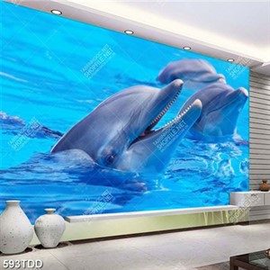 Tranh cá heo trên mặt nước chất lượng cao