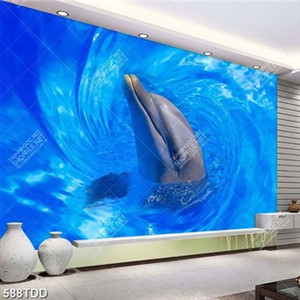 Tranh cá heo cuộn trong sóng biển đẹp nghệ thuật