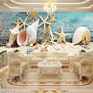 Tranh ốc và sao biển trên cát chất lượng cao