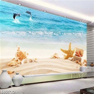 Tranh cá heo tung tăng trên mặt nước biển file gốc