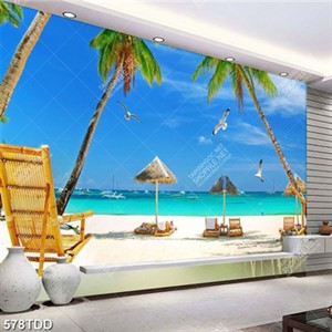 Tranh psd chòi nghỉ trên biển chất lượng cao