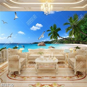 Tranh phong cảnh biển và cá heo psd