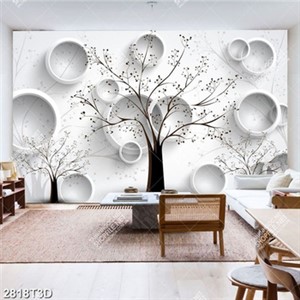 Tranh dán tường cây trắng đen đẹp