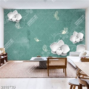 Tranh hoa lan trắng nền xanh in kính