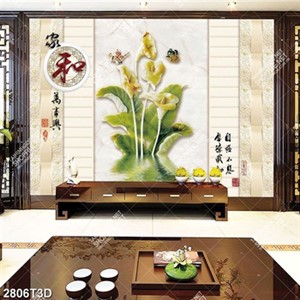 Tranh phòng khách hoa chi vân chữ hán phong thủy