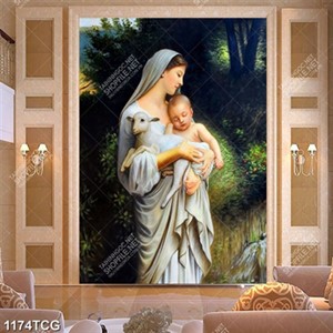Tranh Mẹ Maria và Chúa Hài Đồng siêu nét