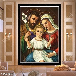 Tranh Thánh Gia Thánh in kính đẹp