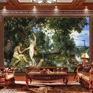 Tranh vườn địa đàng Adam và Eva