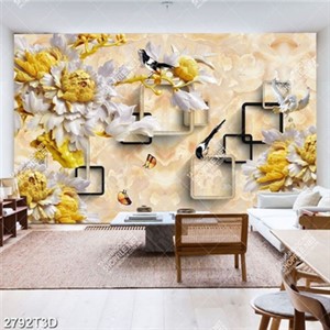 Tranh gắn tường hoa và chim in kính đẹp