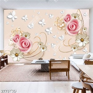 Tranh hoa hồng và bướm trắng chất lượng cao