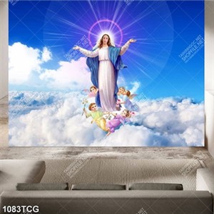 Tranh Mẹ Maria và thiên thần chất lượng cao