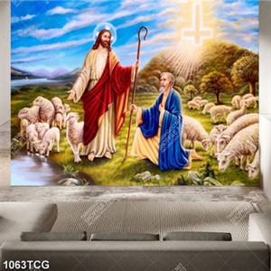Tranh Chúa GiêSu chăn chiên file psd