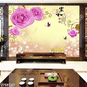 Tranh gắn tường hoa hồng và chữ hán phong thủy