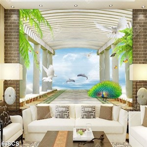 Tranh hành lang hướng ra biển trang trí nội thất