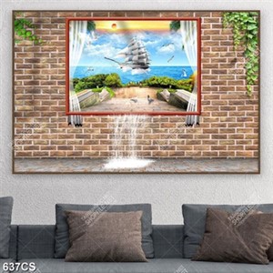 Tranh cửa sổ dán tường 3D nghệ thuật in uv
