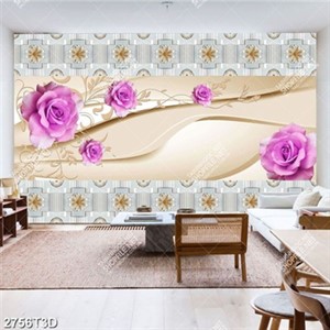 Tranh dán tường hình hoa hồng và hoa tiết in kính