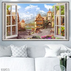 Tranh thành phố bên ngọn núi đẹp nhất