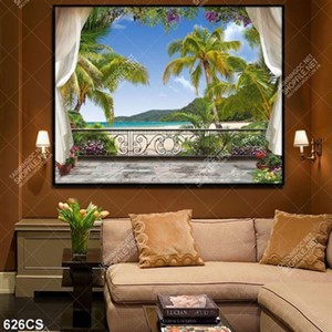 Tranh dán tường ban công bên bãi biển