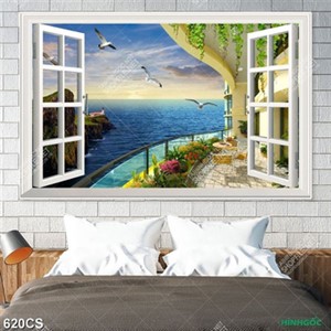 Tranh trang trí tường ban công bên biển đảo chất lượng cao