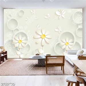 Tranh file psd treo tường hình hoa và bướm màu trắng đẹp