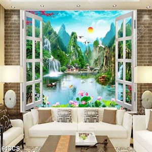 Tranh phong thủy bên khung cửa dán tường chất lượng cao