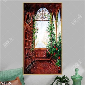 Tranh sơn dầu ban công hoa chất lượng cao in uv