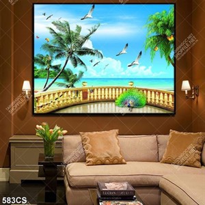 Tranh dán tường ban công trên bãi biển đẹp nhất